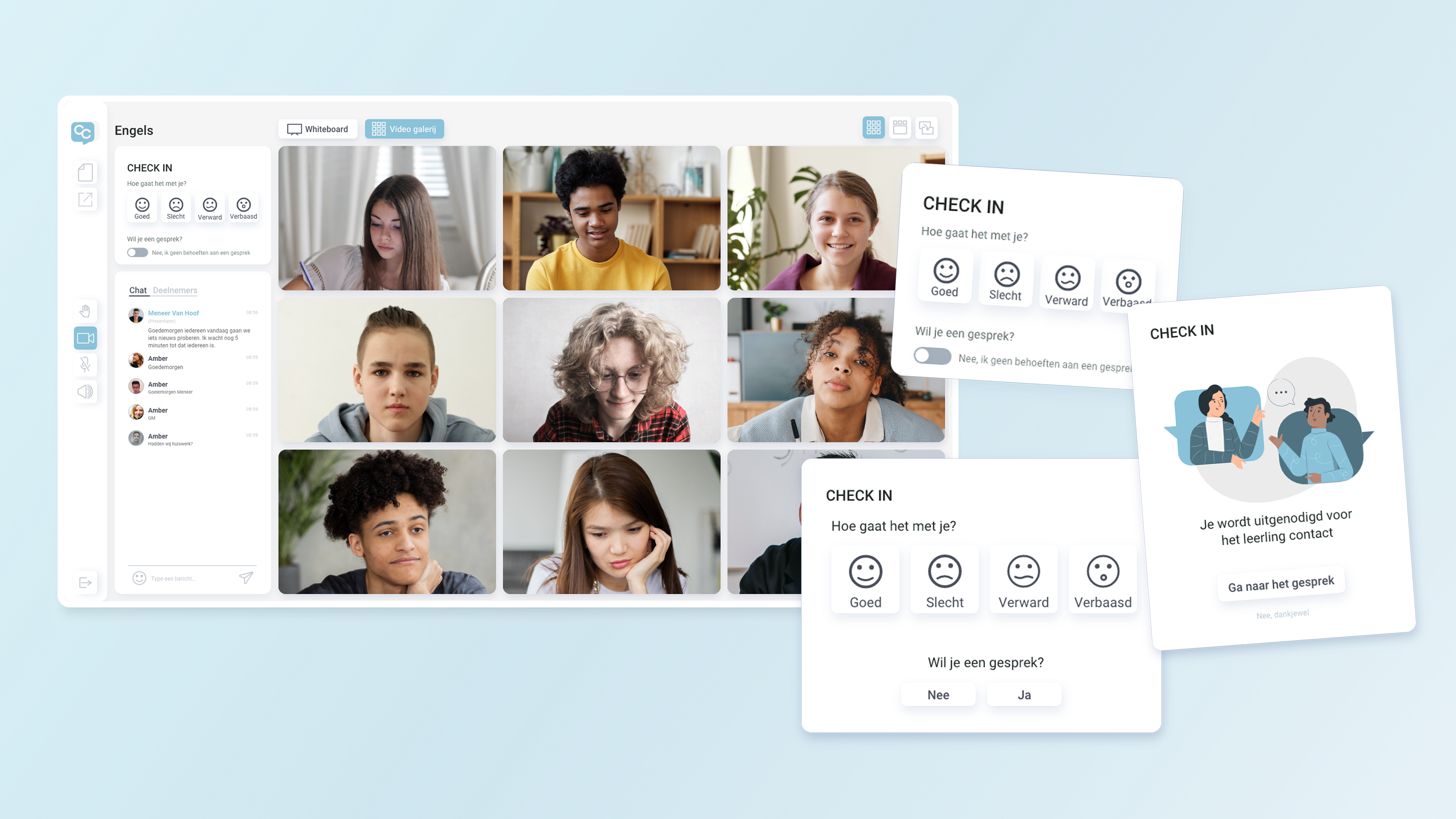 Ontwerp voor leerling check-in in ClassChat